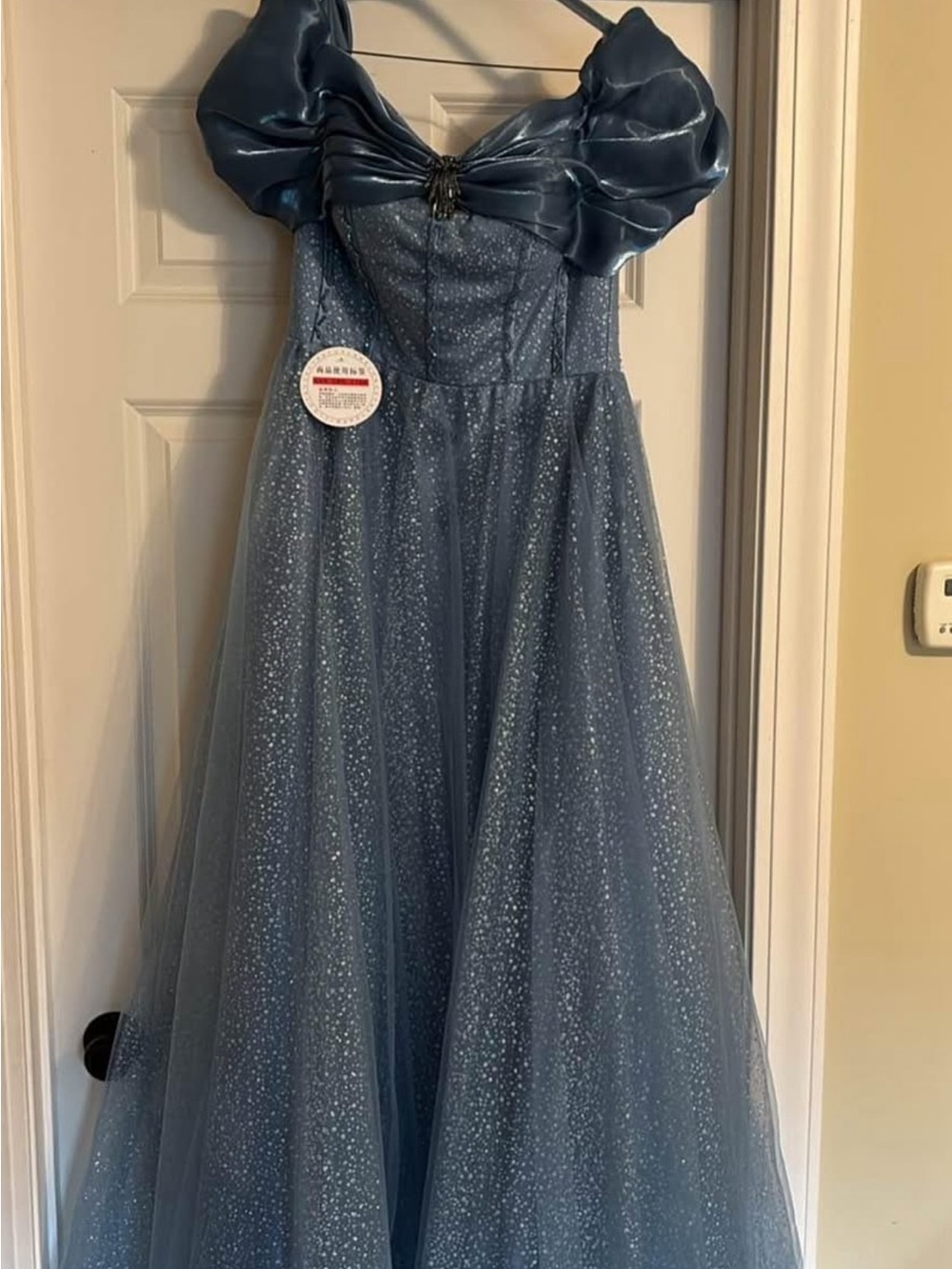 Girls' Sparkle Tulle Ball Gown Dress in Dusty Blue